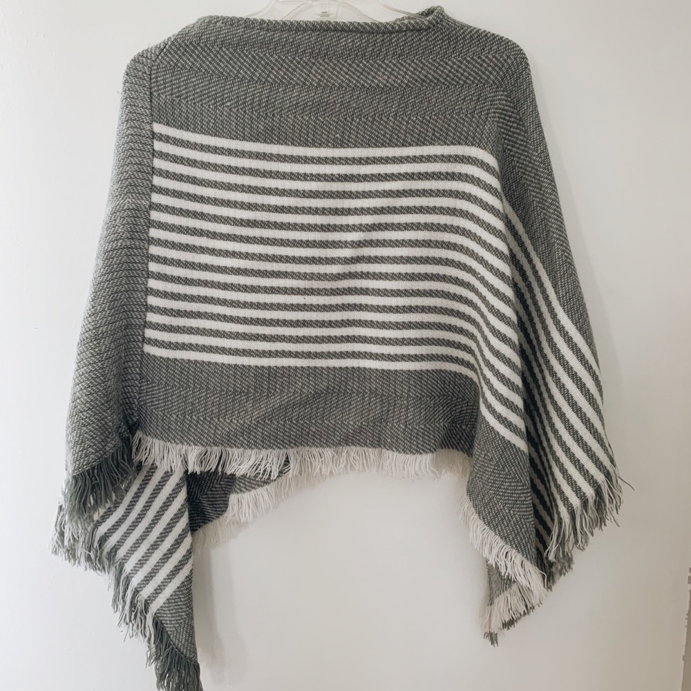 Grey striped poncho